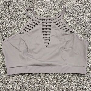 Daytrip High-Neck Strappy Cage Bralette • Taupe • Size L